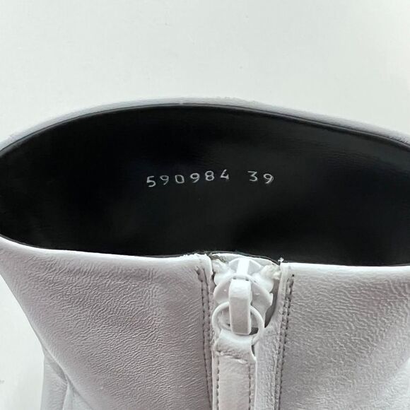Balenciaga White Typo BB Heel Leather Ankle Boots size 39 - Picture 12 of 15